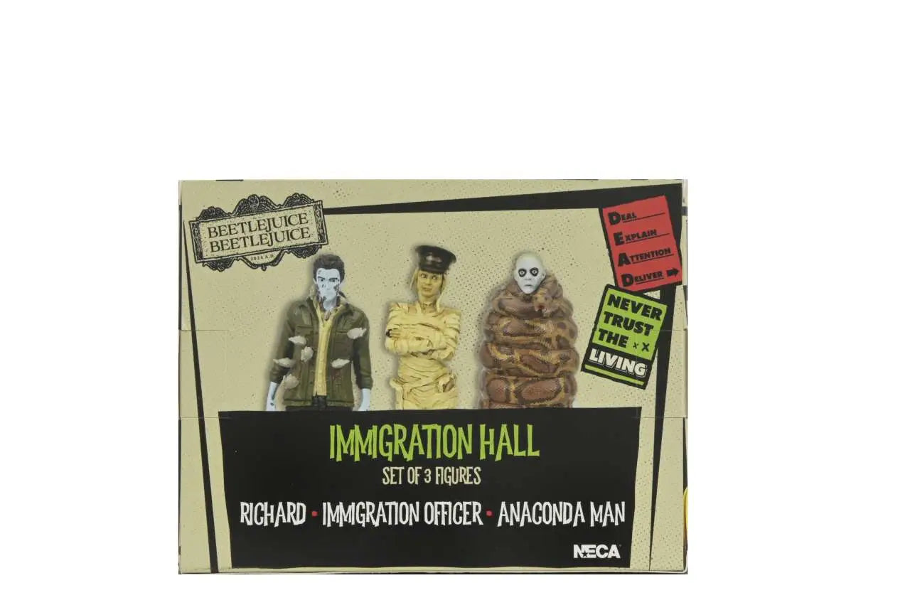 NECA BEETLEJUICE 2 IMMIGRATION HALL SET 1 - 3" FIG MINI FIGURA 10 cm