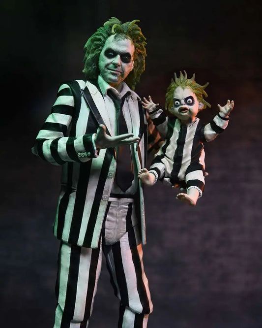 NECA BEETLEJUICE 2 ULTIMATE STRIPED SUIT BEETLEJUICE AF ACTION FIGURE 17 cm