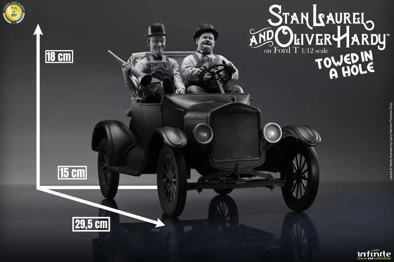INFINITE STATUE LAUREL & HARDY TOWED HOLE FORD T SCALE 1/12 STATUA 29.5 x 15 x 18 cm / 11.61 x 5.91 x 7.09 inches