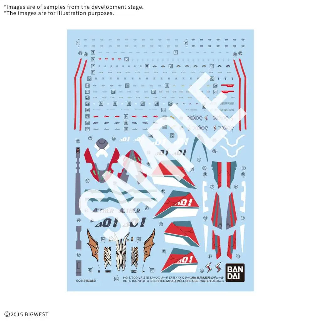 BANDAI HG VF-31S SIEGFRIED ARAD MOLDERS USE DECALS MODEL KIT
