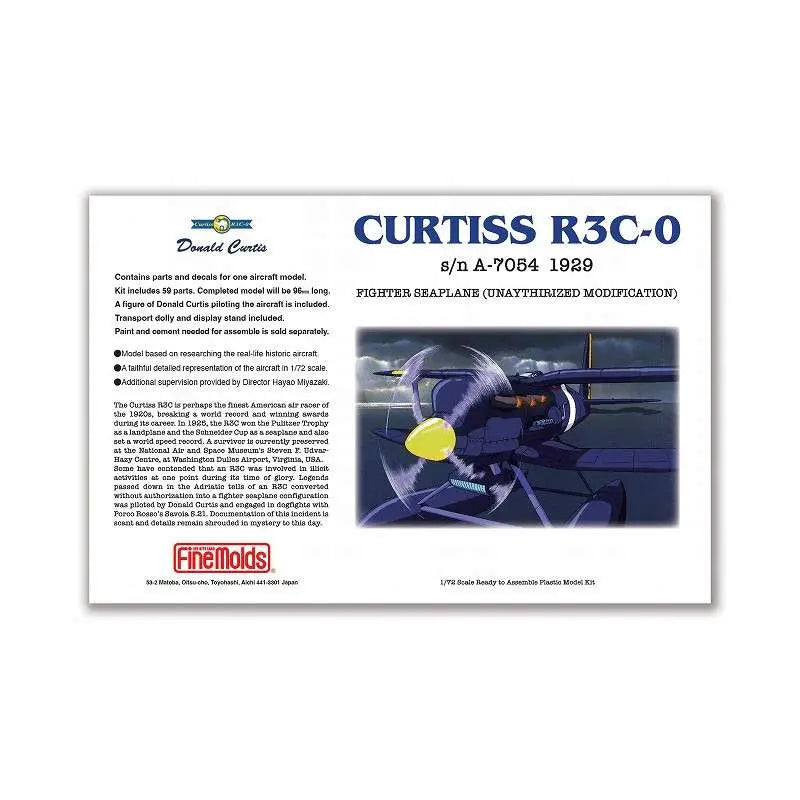 STUDIO GHIBLI PORCO ROSSO CURTISS R3C-0 SEAPLANE PROTOTYPE 1/72 MODEL KIT 29 cm