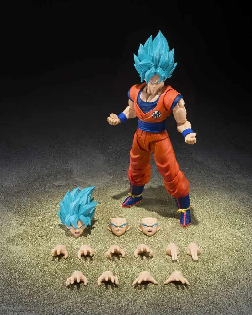 BANDAI - DRAGON BALL SUPER S.H.FIGUARTS SAIYAN GOD SUPER SAIYAN SON GOKU BLUE POWER ACTION FIGURE 14.5 cm