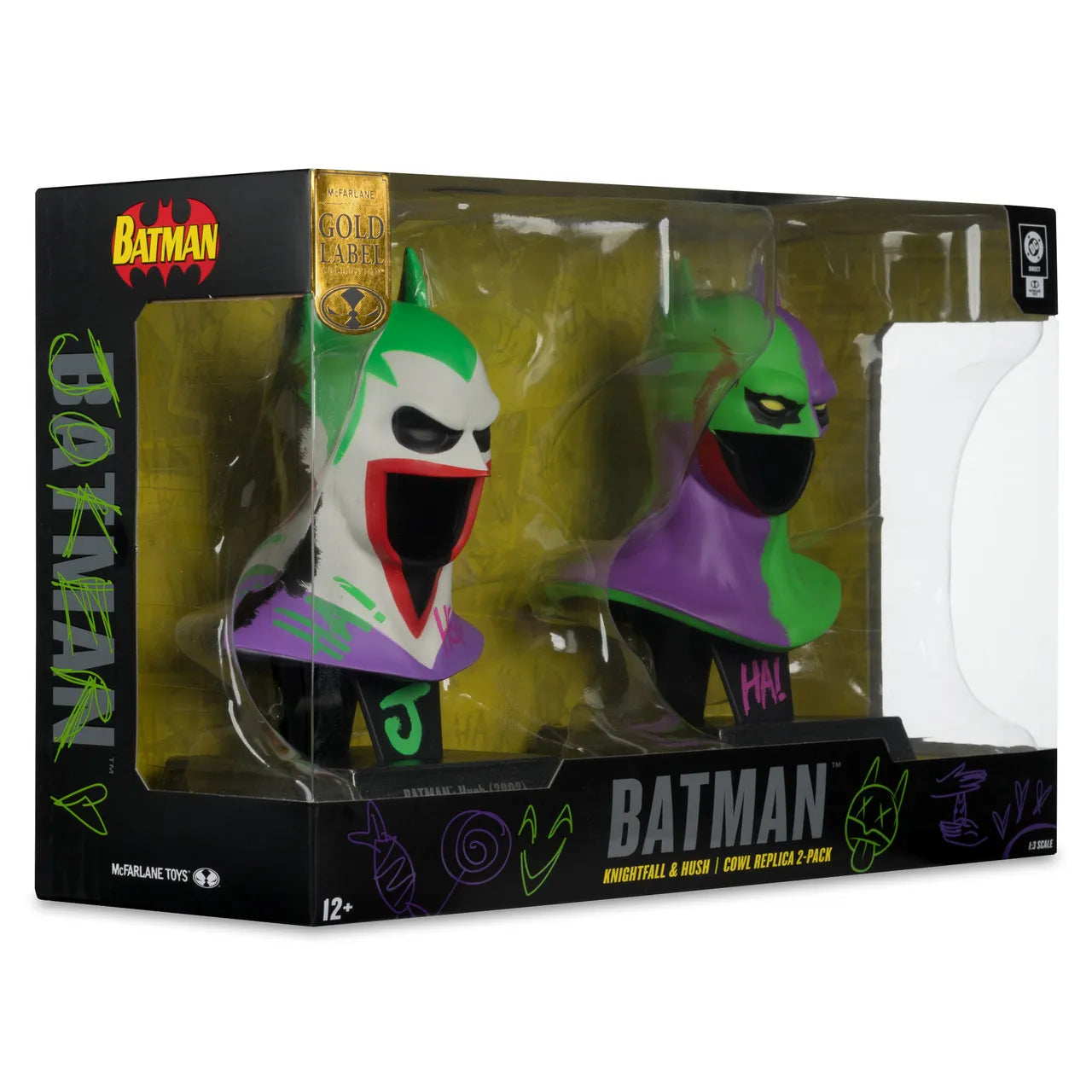MCFARLANE TOYS 25 BATMAN & JOKER - DC DIRECT 1:3 COWL PROP BATMAN HUSH + BATMAN KNIGHTFALL OZED 2-PACK REPLICA 17 cm