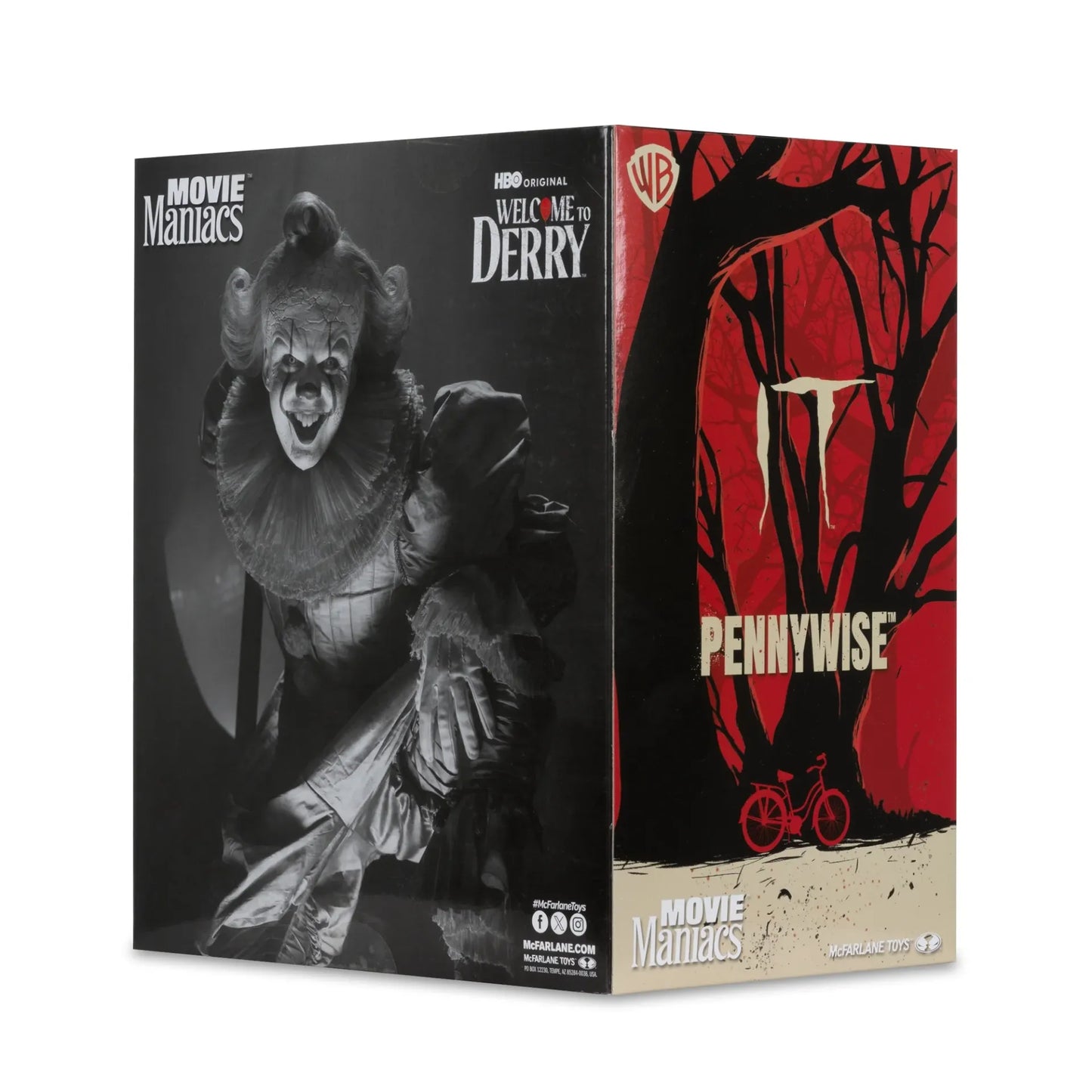 MCFARLANE TOYS 25 MOVIE MANIACS 6INCH POSED WELCOME DERRY WV2 PENNYWISE BLACK&WHITE STATUA 16 cm