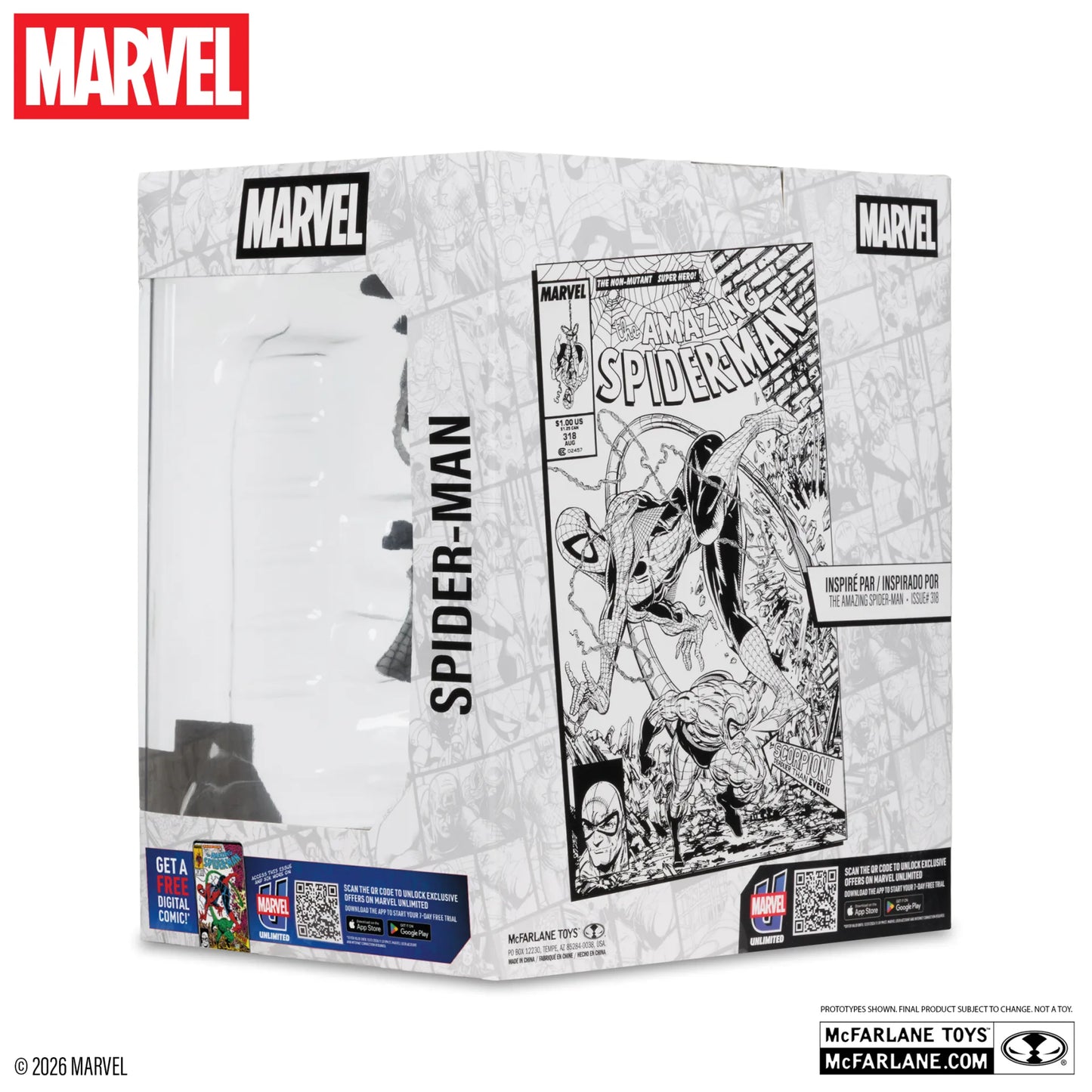 MCFARLANE TOYS 25 SPIDER-MAN - MARVEL COLLECTION 1:10 WV7 (AMAZING SPIDER-MAN #318 )LINE ART FIGURA 20 cm