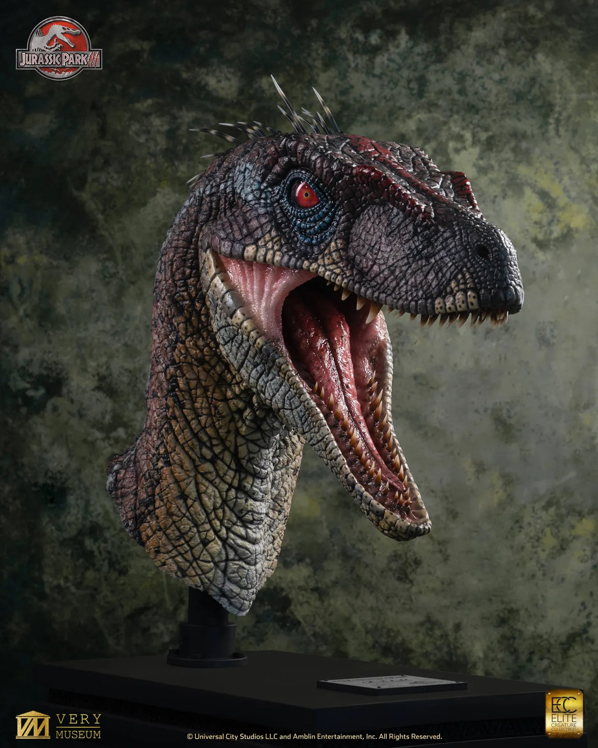 ELITE CREATURE COLLECTIBLES - JURASSIC PARK JURASSIC PARK 3 MALE ALPHA VELOCIRAPTOR BLOOD KNIGHT BUST BUSTO 83 cm