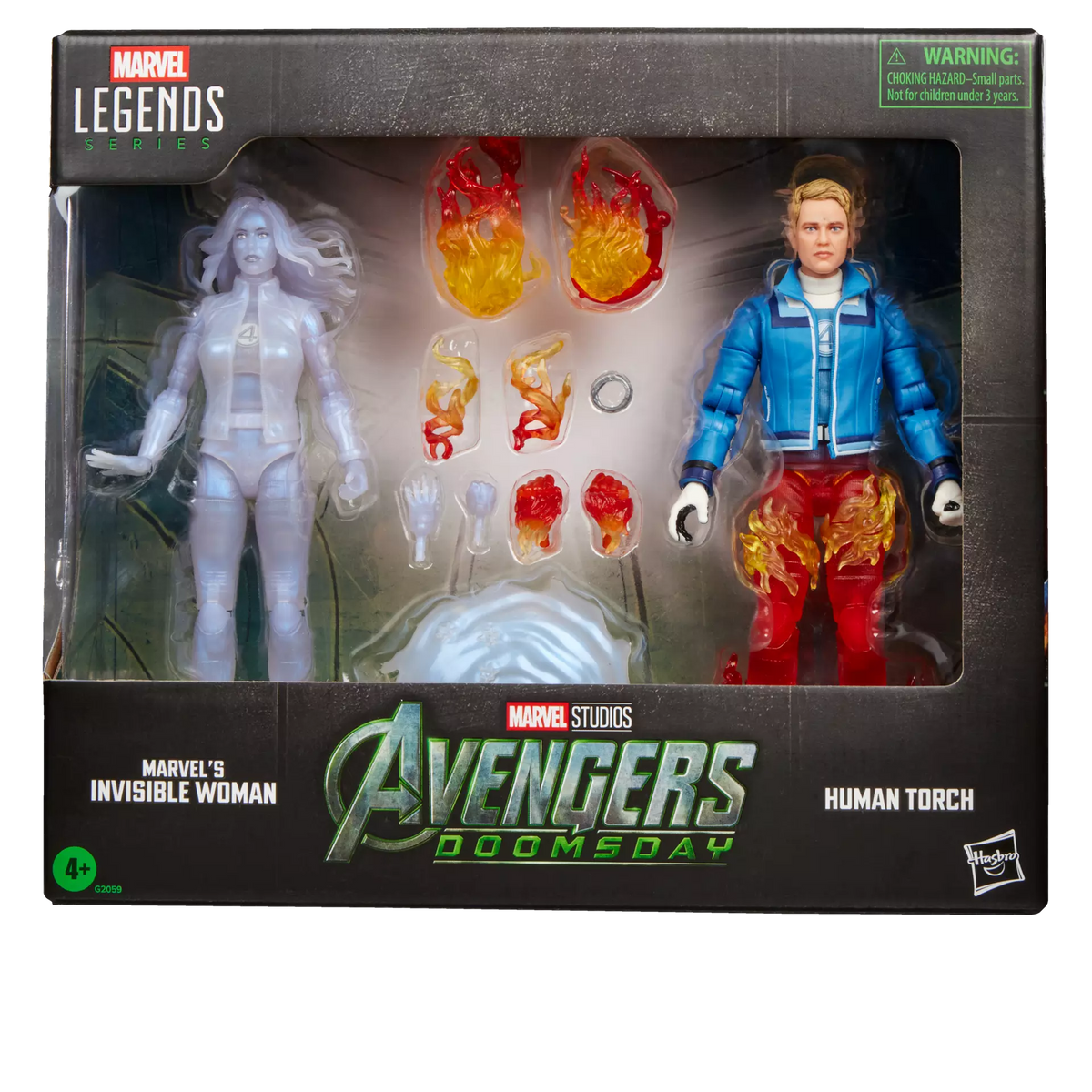 MARVEL LEGENDS AVENGERS DOOMSDAY HUMAN TORCH AND INVISIBLE WOMAN ACTION FIGURES