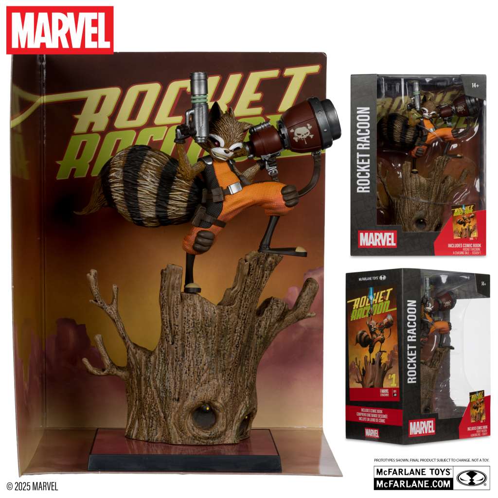 MCFARLANE TOYS 2025 ROCKET - MARVEL COLLECTION 1:6 WV7 RACCOON CHASING TALE #1 FIGURA 28 cm