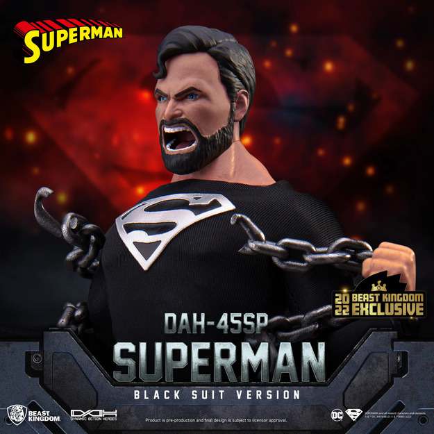 DC COMICS DYNAMIC 8CTION HEROES ACTION FIGURA 1/9 SUPERMAN BLACK SUIT 20 CM BEAST KINGDOM TOYS