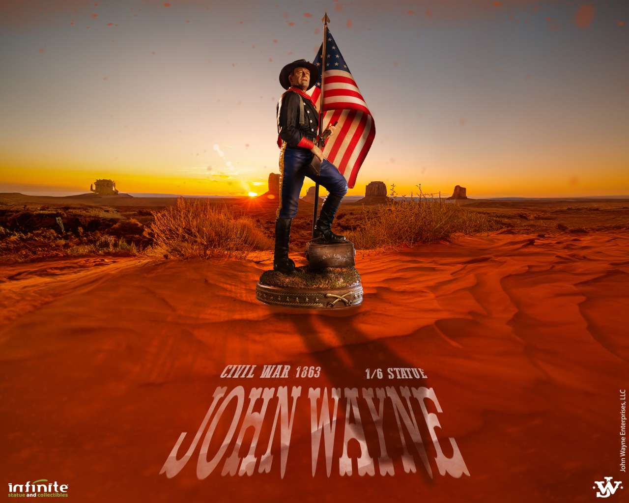 INFINITE STATUE JOHN WAYNE CIVIL WAR 1863 1/6 STATUA 48 h x 15 x 15 cm / 18.90 h x 5.90 x 5.90 inch