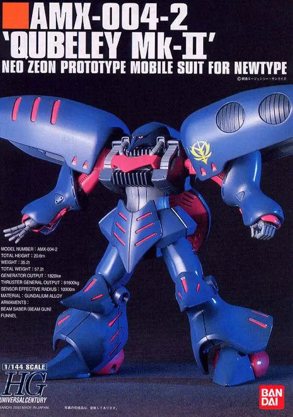 BANDAI HGUC QUBELEY MK II AMX 004-2 1/144 MODEL KIT 12 cm