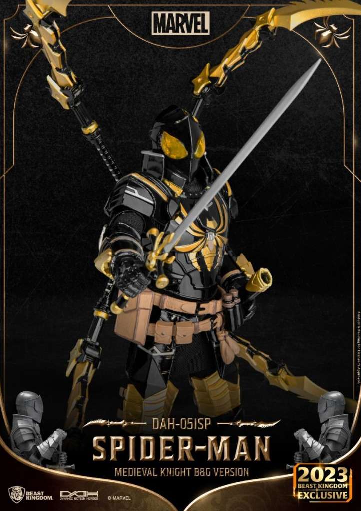 BEAST KINGDOM MEDIEVAL KNIGHT SPIDER-MAN B&G VER. FIGU ACTION FIGURE 20 cm