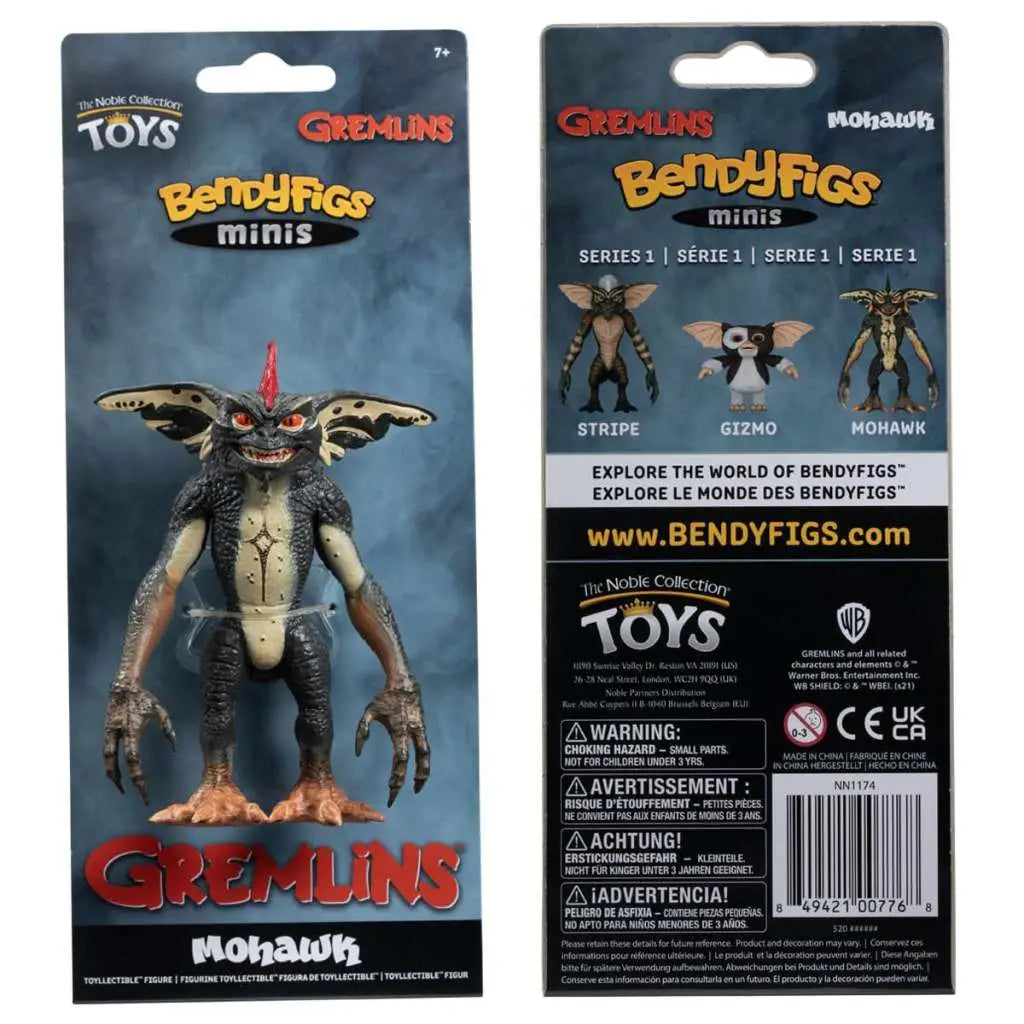 NOBLE COLLECTIONS GREMLINS MOHAWK MINI BENDYFIG FIGURA 7 cm
