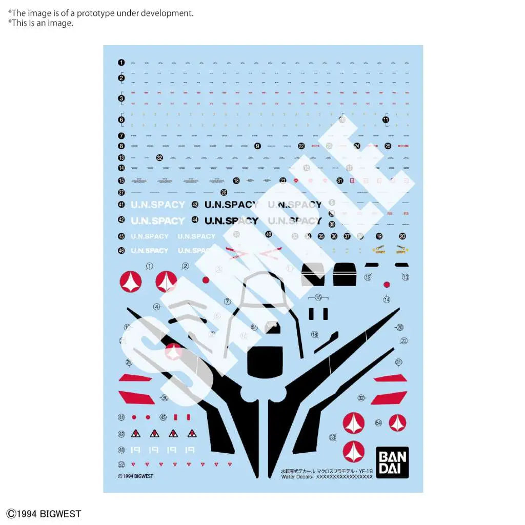 BANDAI HG YF-19 WATER DECALS 1/100 MODEL KIT