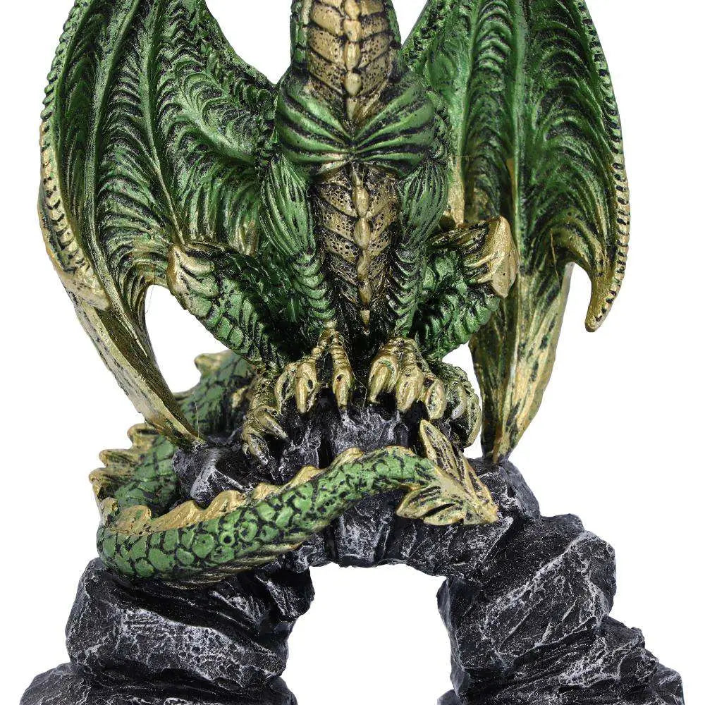 NEMESIS NOW DRAGON FIGURINE GREEN METALLIC HARANU FIGURA 15.5 cm