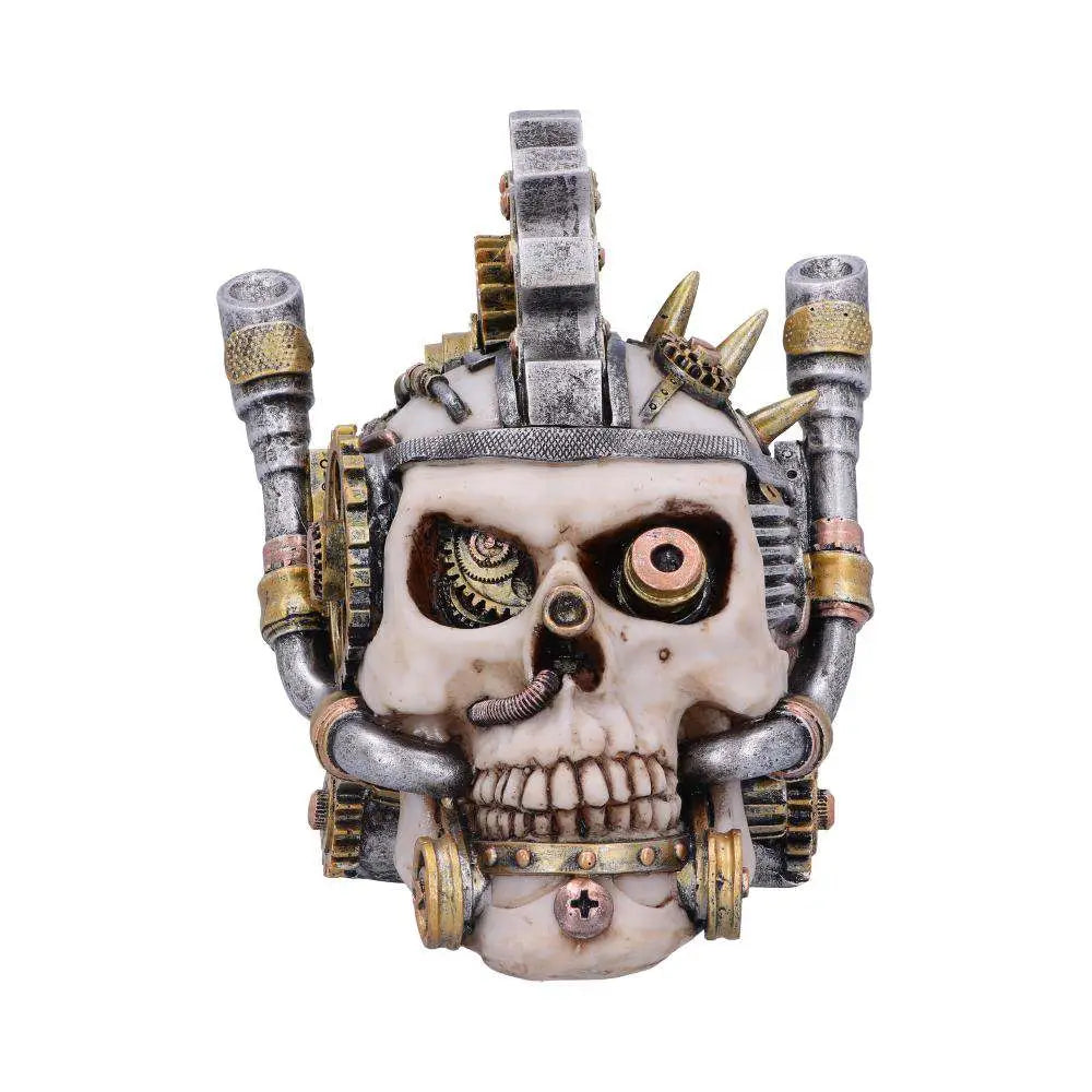 NEMESIS NOW - REBEL MOON STEAMPUNK MECHANICAL METAL HEAD SKULL FIGURA 15.5 cm