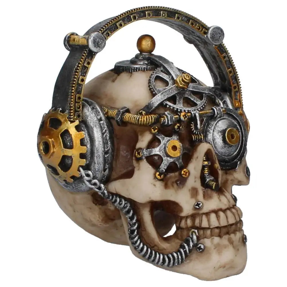 NEMESIS NOW STEAMPUNK TECHNO TALK SMALL SKULL FIGURA 14.5 cm