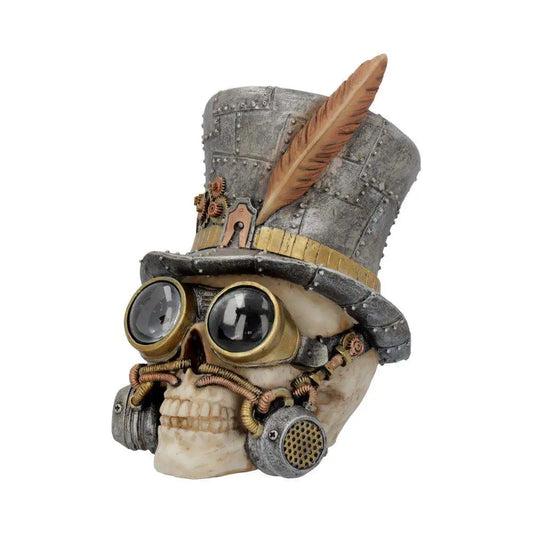 NEMESIS NOW STEAMPUNK COUNT ARCHIBALD TOP HAT SKULL FIGURA 19.5 cm