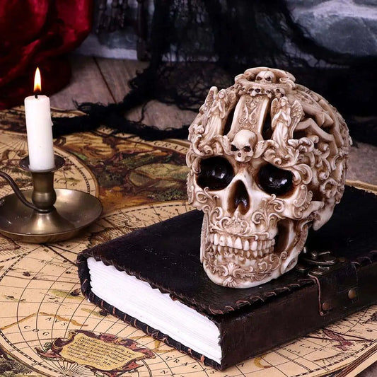 NEMESIS NOW SKULL GOTHIC GOTHIC DESIGN CARVED FIGURA 19 cm