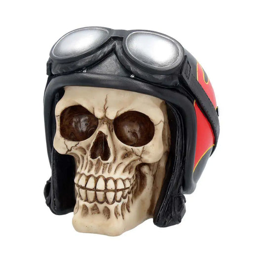 NEMESIS NOW SKULL HAT HELL FIRE BIKER HELMET STATUA 15 cm