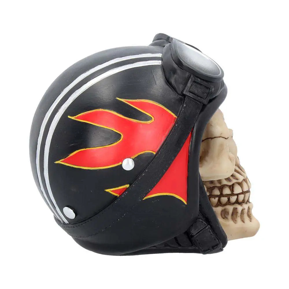 NEMESIS NOW SKULL HAT HELL FIRE BIKER HELMET STATUA 15 cm