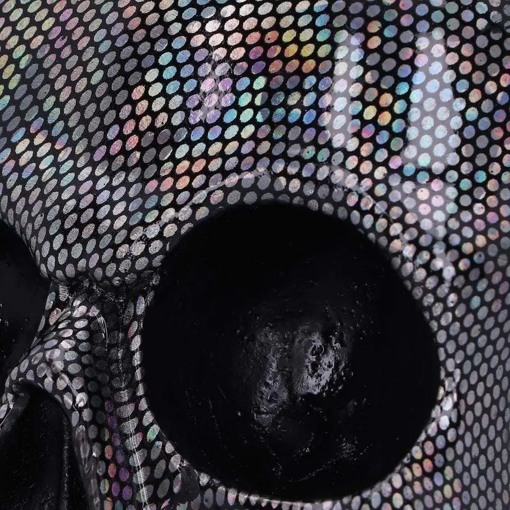 NEMESIS NOW SKULL ORNAMENT HOLOGRAPHIC SILVER STATUA 16.5 cm