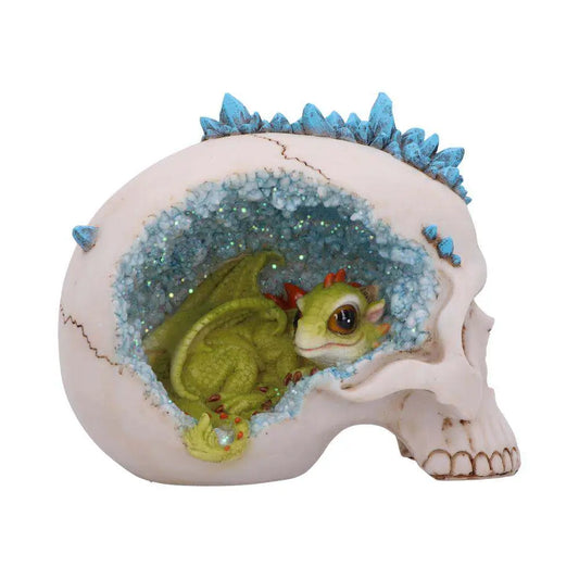NEMESIS NOW SKULL CRYSTAL CAVE BLUE DRAGON STATUA 16.5 cm