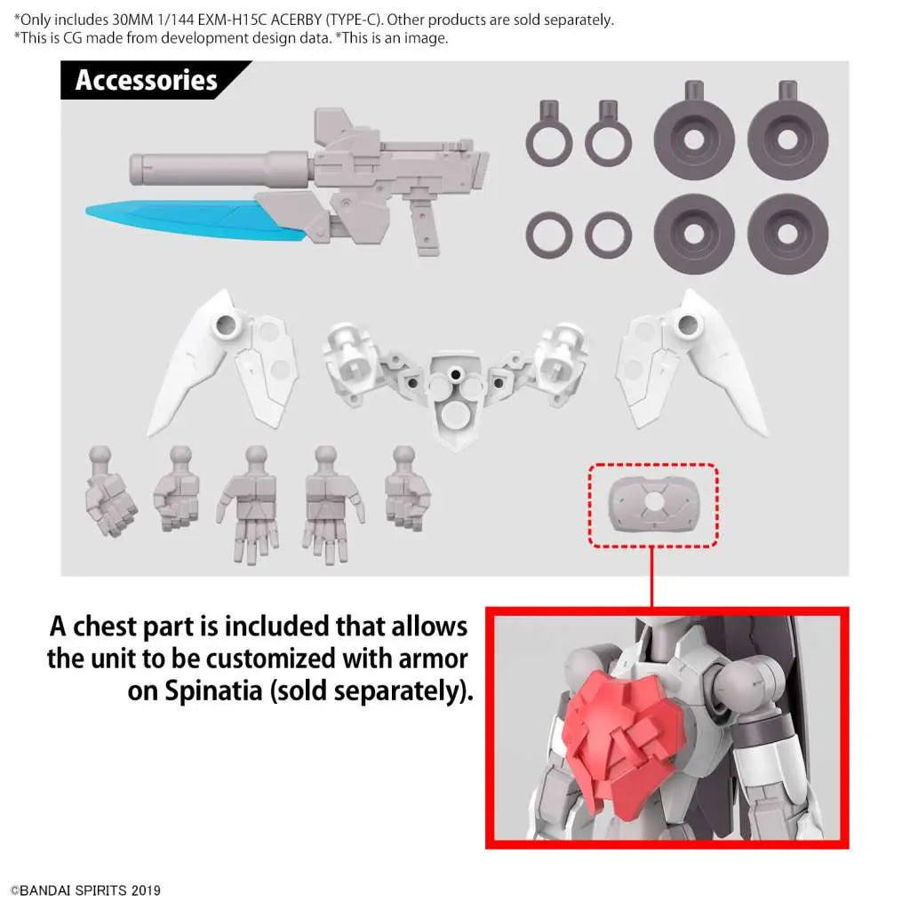 BANDAI 30MM EXM-H15C ACERBY TYPE-C 1/144 MODEL KIT 12 cm