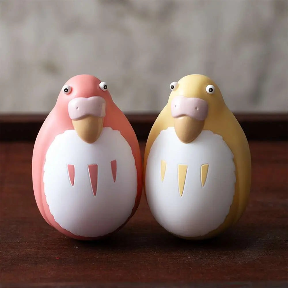 STUDIO GHIBLI - STRANGER THINGS BOY HERON RED & YELLOW PARAKEET TWO PACK ROLY POLY FIGURINES FIGURA 7.6 cm