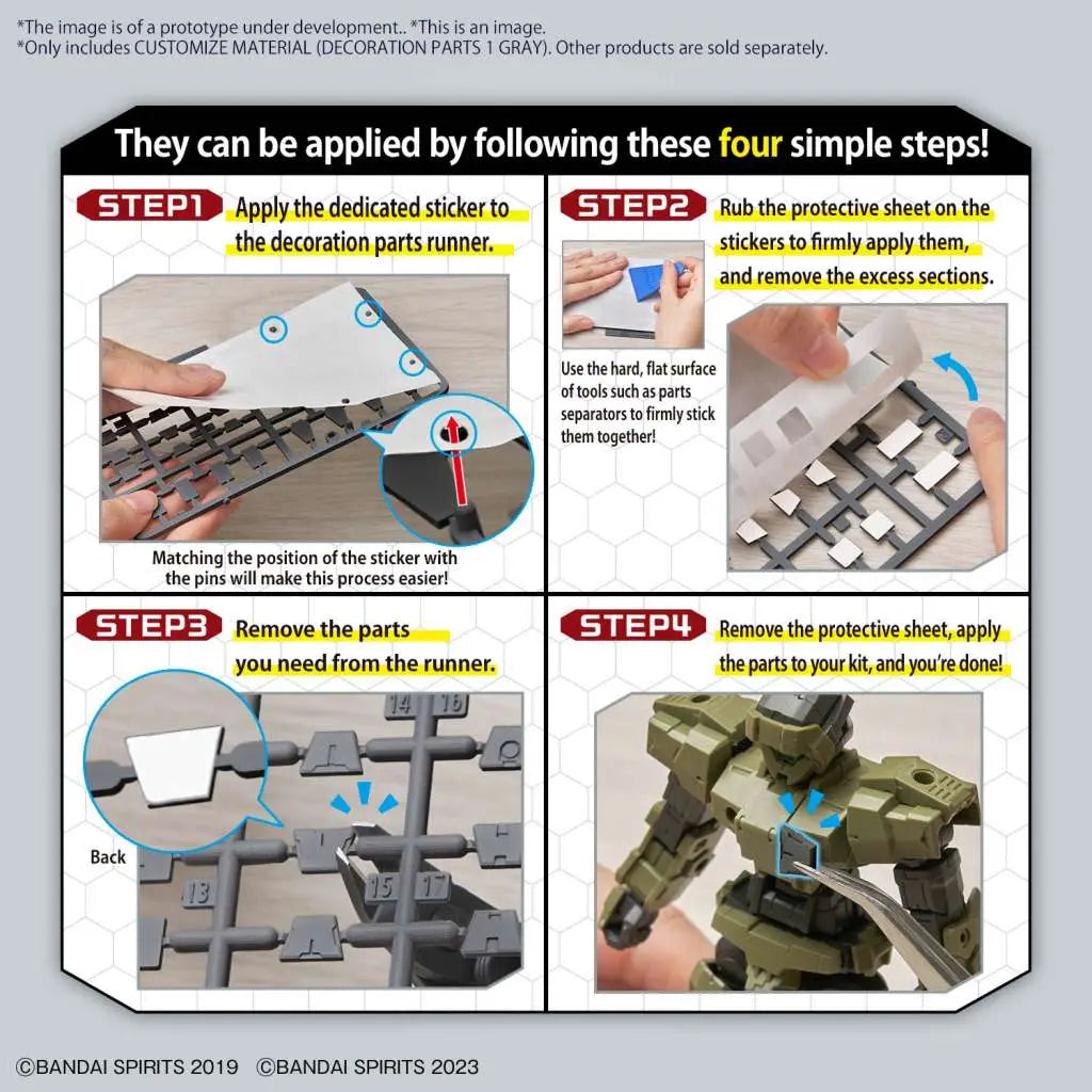 BANDAI CUSTOMIZE MATERIAL DECORATION PARTS 1 GRAY MODEL KIT
