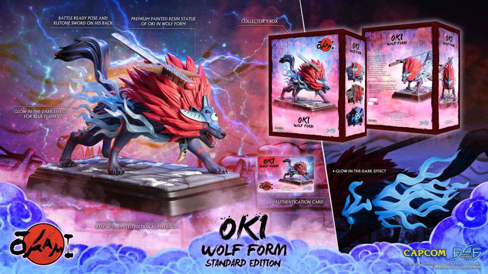 OKAMI OKI WOLF FROM RESIN STATUE