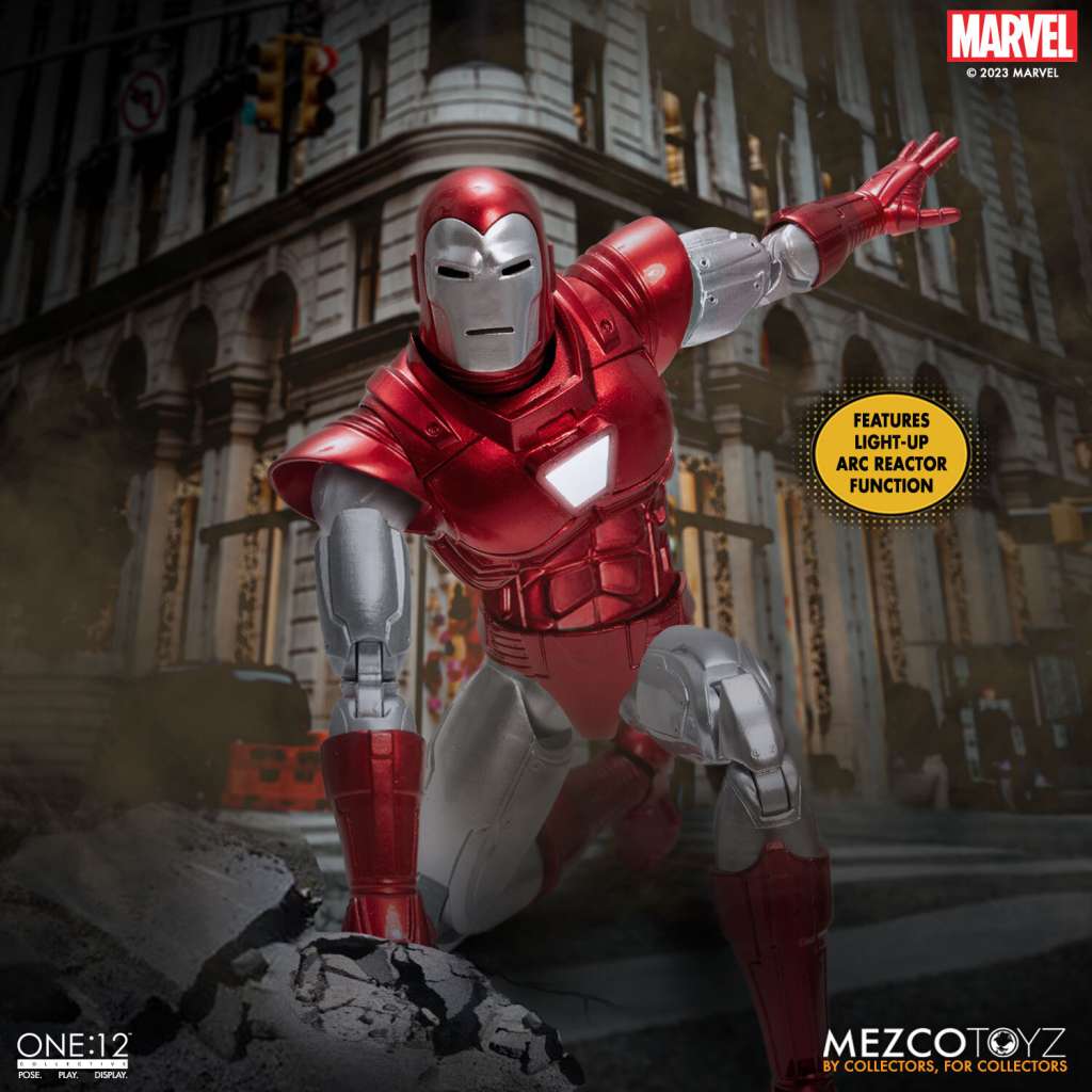 MEZCO TOYS ONE 12 COLL IRON MAN SILVER CENTURION AF ACTION FIGURE 17 cm
