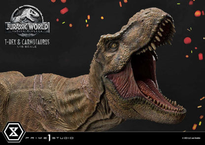PRIME 1 JURASSIC WORLD FK T-REX/CARNOTAURUS STAT STATUA 49 cm