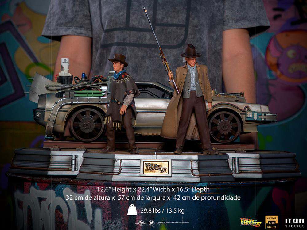 BTTF III DELOREAN + STATUE 1/10 SET