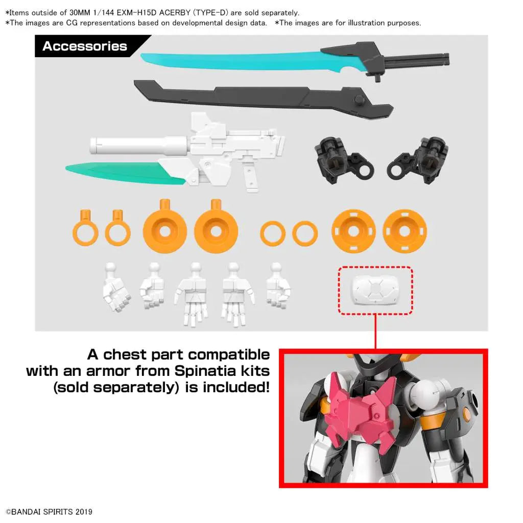 BANDAI 30MM EXM-H15D ACERBY TYPE-D 1/144 MODEL KIT 13 cm