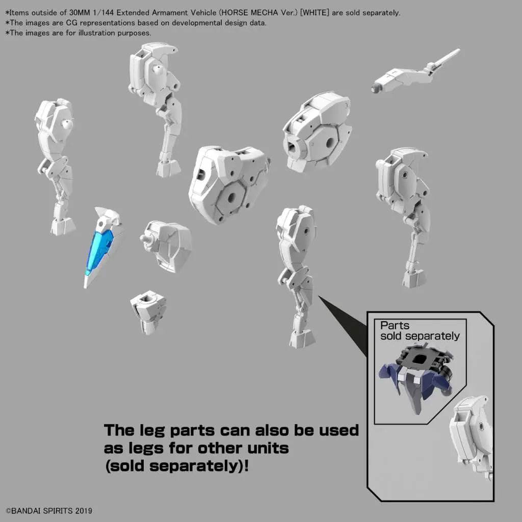 BANDAI EXTENDED ARM VEHICLE HORSE MECHA VER WHITE 1/144 MODEL KIT 30MM