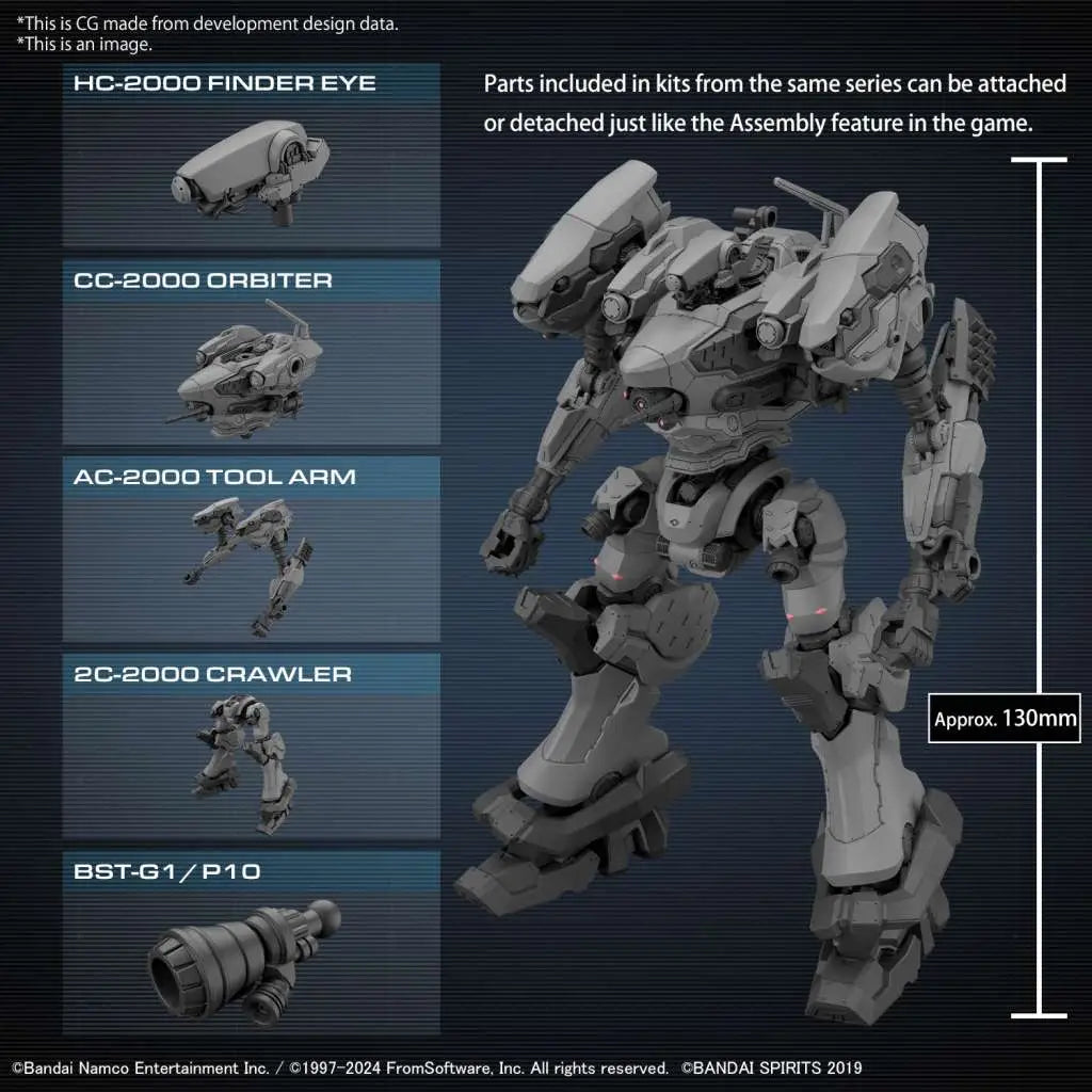 BANDAI ARMORED CORE VI FIRES RUBICON RAD CC-2000 ORBITER MODEL KIT 30MM