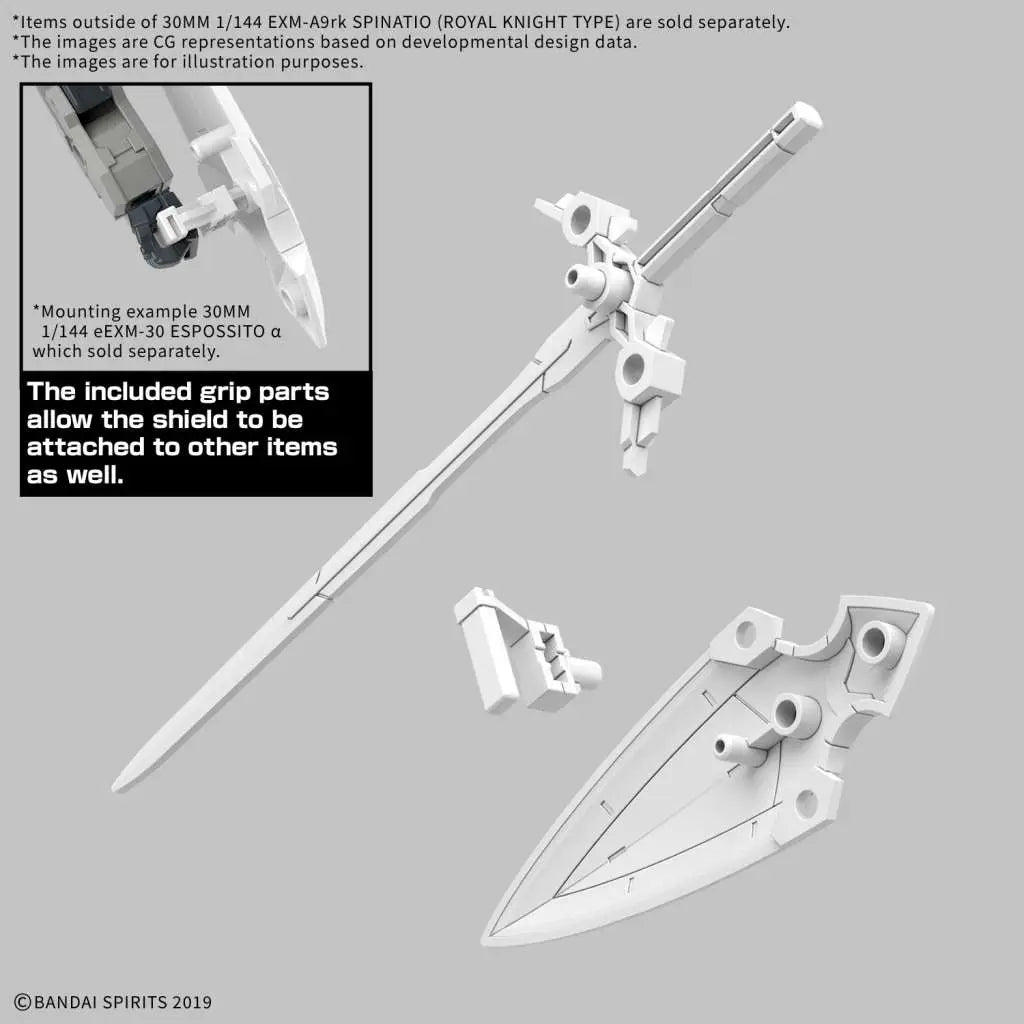 BANDAI 30MM EXM-A9RK SPINATIO ROYAL KNIGHT TYPE 1/144 MODEL KIT 12 cm