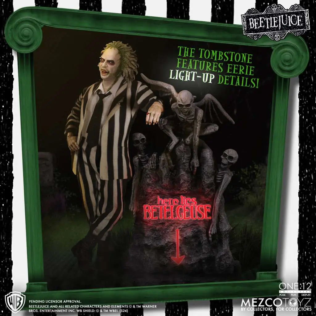 MEZCO TOYS - BEETLEJUICE ONE 12 COLLECTIVE BEETLEJUICE DELUXE AF ACTION FIGURE 18 cm
