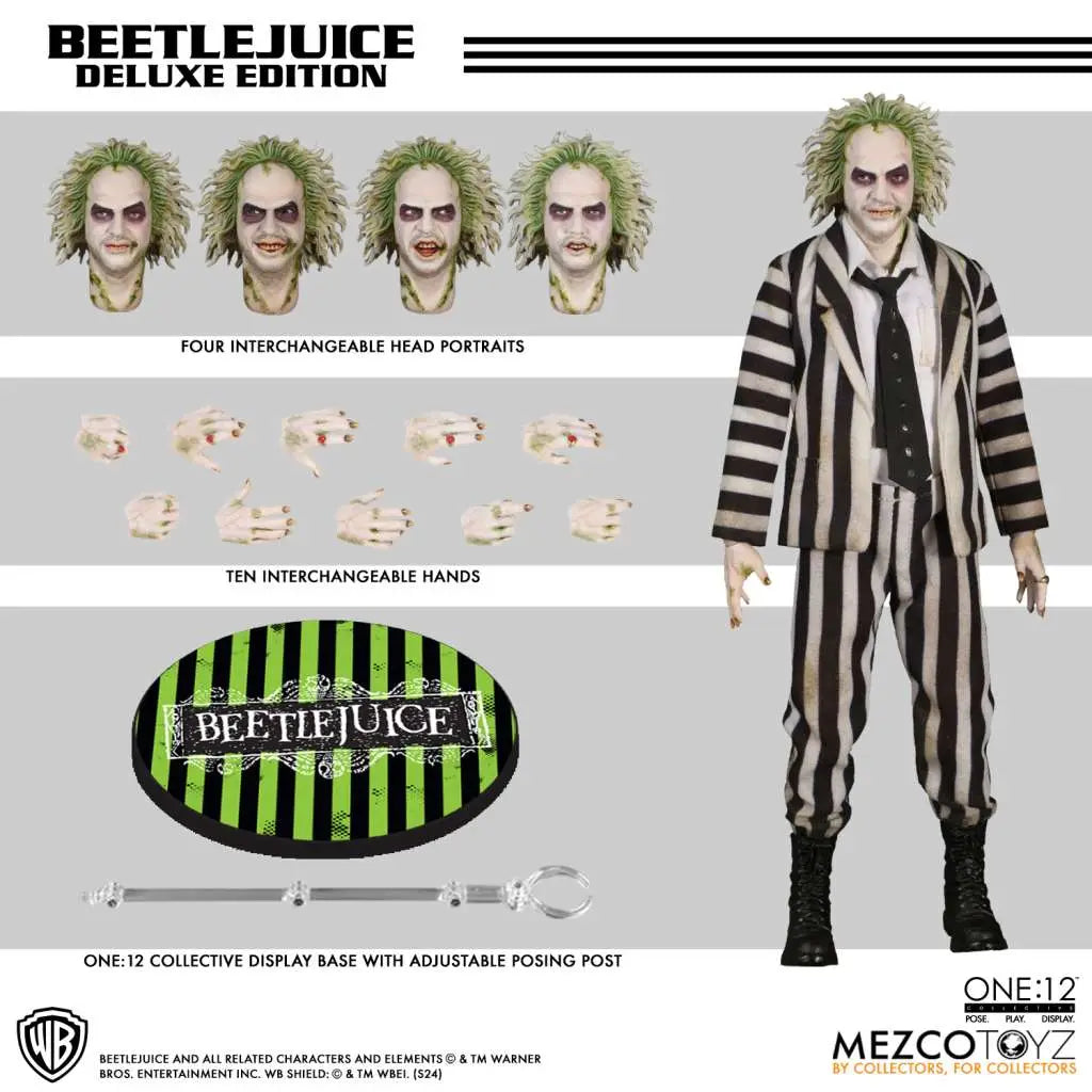 MEZCO TOYS - BEETLEJUICE ONE 12 COLLECTIVE BEETLEJUICE DELUXE AF ACTION FIGURE 18 cm