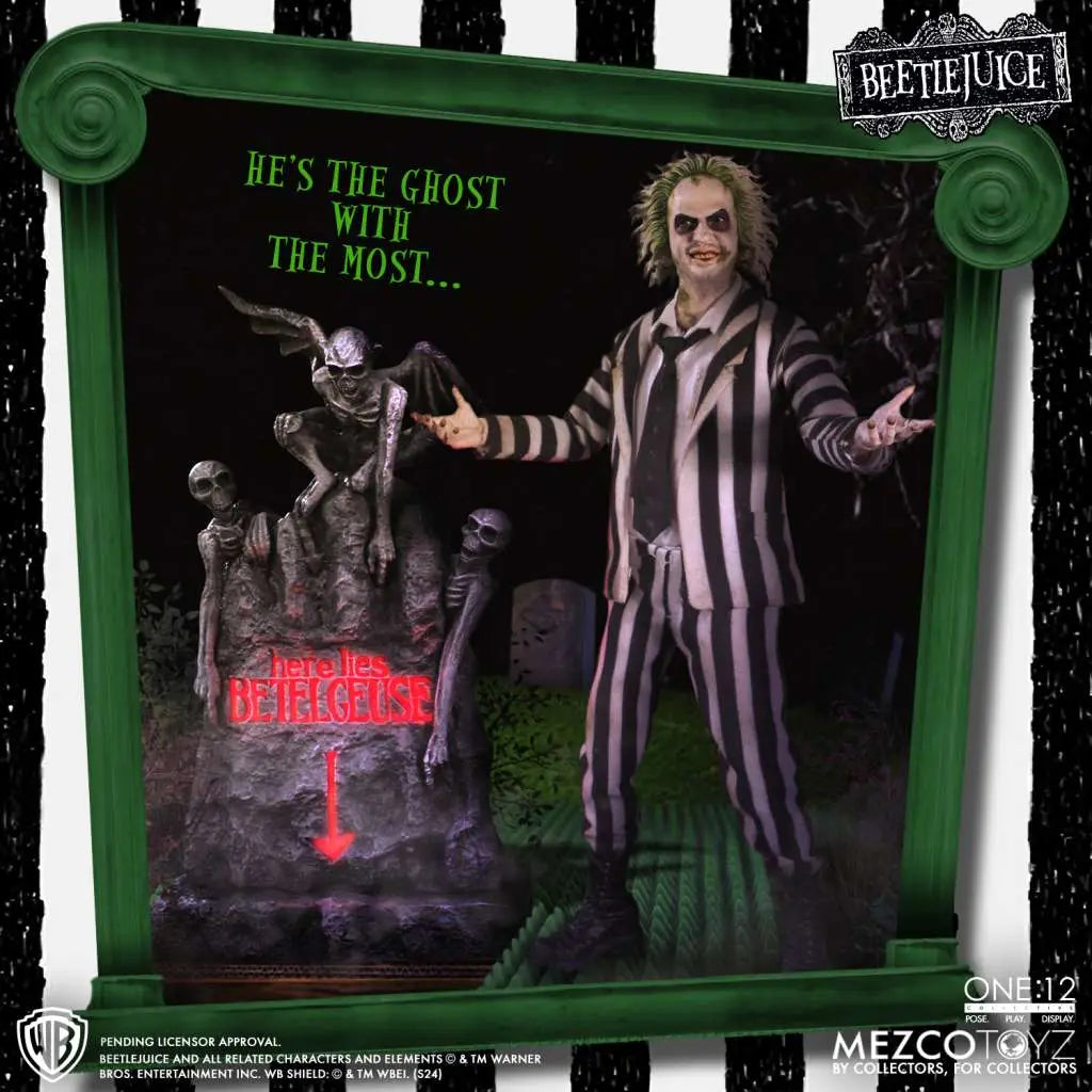 MEZCO TOYS - BEETLEJUICE ONE 12 COLLECTIVE BEETLEJUICE DELUXE AF ACTION FIGURE 18 cm