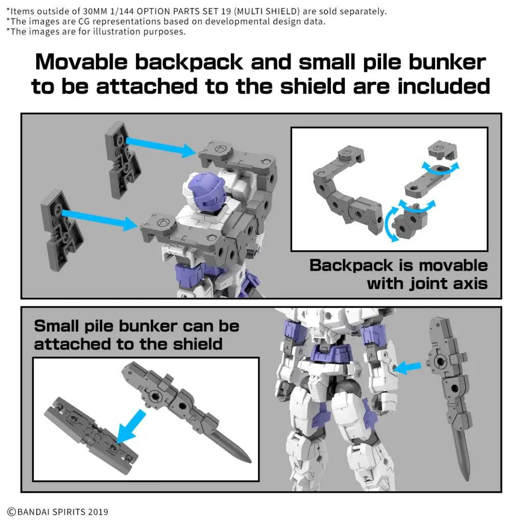 BANDAI 30MM OPT PARTS SET 19 MULTI SHIELD 1/144 MODEL KIT ND