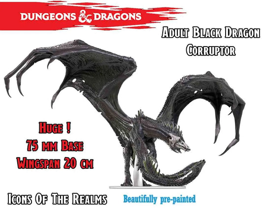 WIZKIDS DUNGEONS & DRAGONS - ICONS REALMS - ADULT BLACK DRAGON CORRUPTOR MINI FIGURA