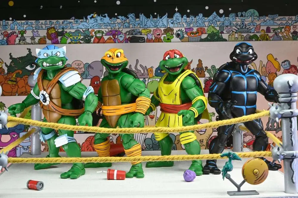 NECA - TEENAGE MUTANT NINJA TURTLES TMNT ARCHIE COMICS STUMP WRESTLING TURTLES AF 4-PK ACTION FIGURE 17 cm