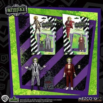 MEZCO TOYS - BEETLEJUICE 5 POINTS BEETLEJUICE AF SET (2) ACTION FIGURE 9 cm