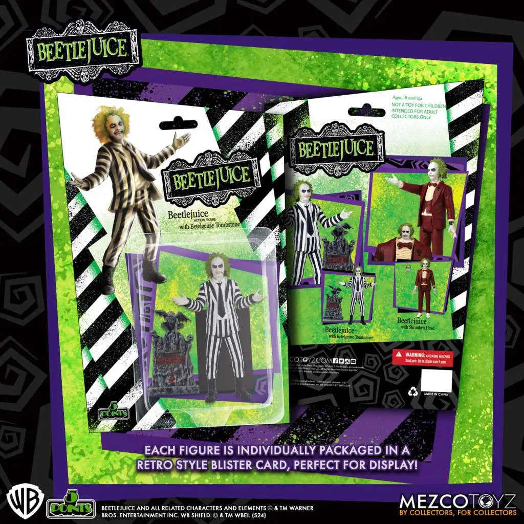 MEZCO TOYS - BEETLEJUICE 5 POINTS BEETLEJUICE AF SET (2) ACTION FIGURE 9 cm