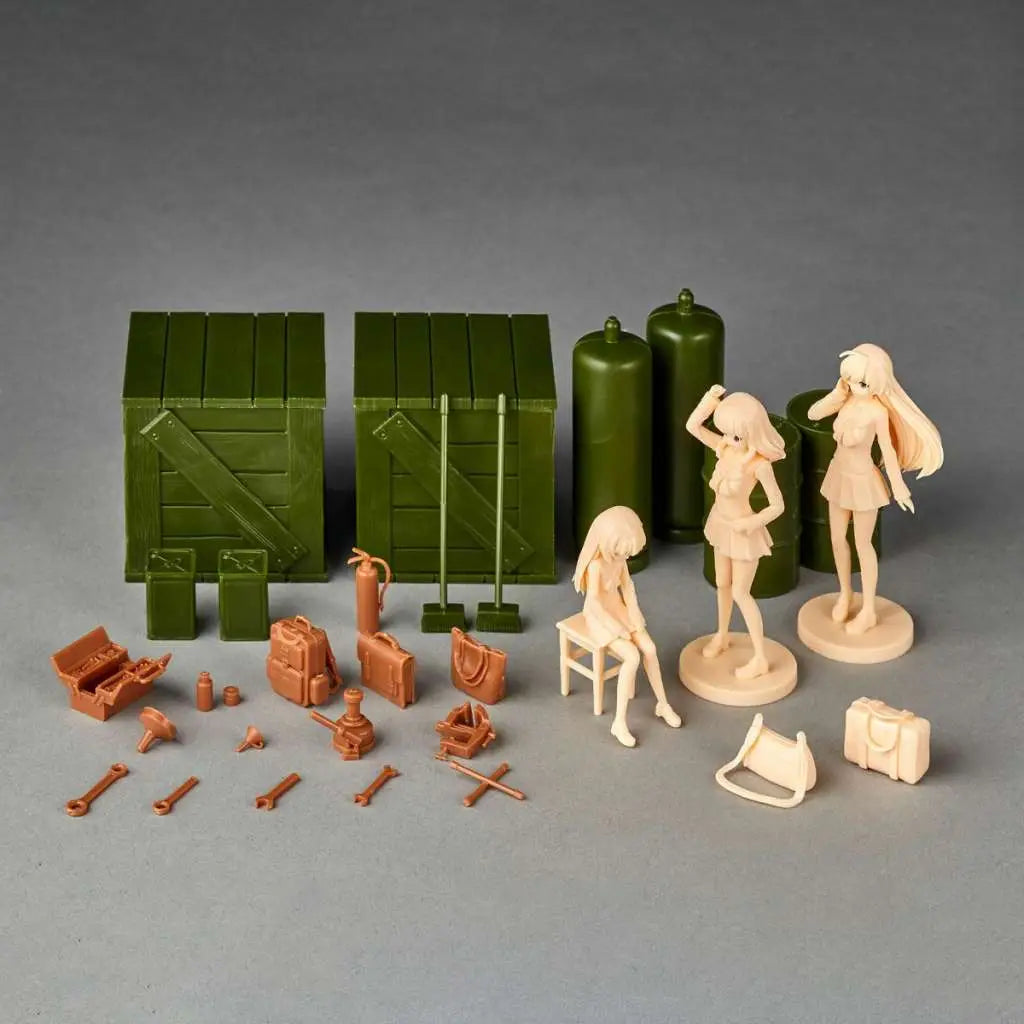 KAIYODO GIRLS UND PANZER LAST CHAPT GARAGE SET (B) ARTPLA MODEL KIT 18.5 cm