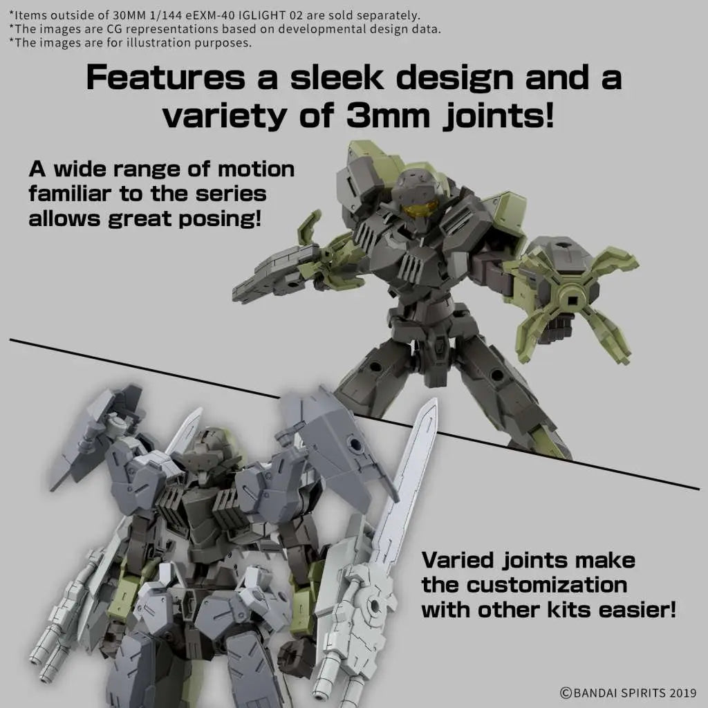 BANDAI 30MM EEXM-40 IGLIGHT 01 1/144 MODEL KIT 13 cm