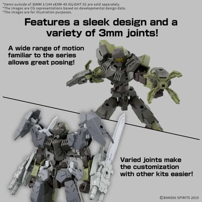 BANDAI 30MM EEXM-40 IGLIGHT 01 1/144 MODEL KIT 13 cm
