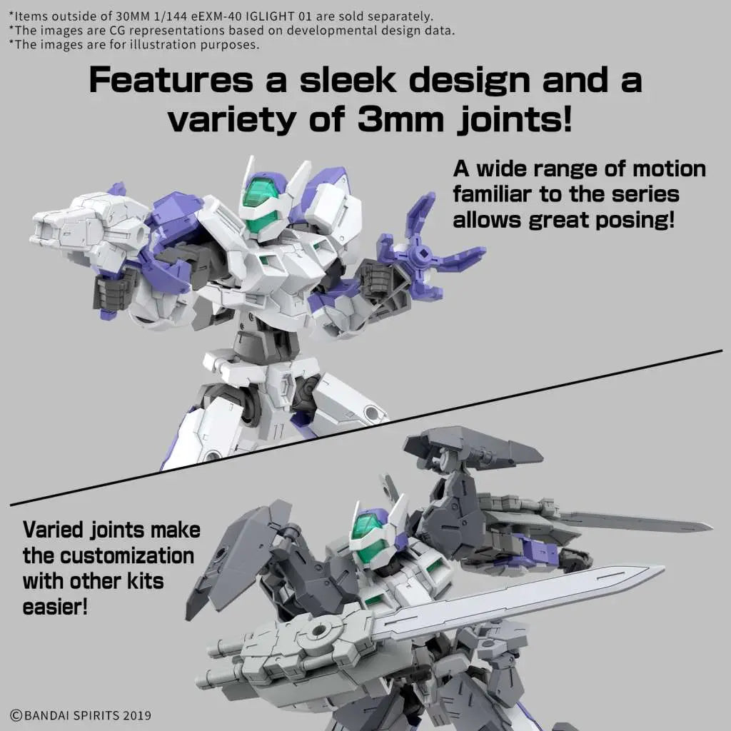 BANDAI 30MM EEXM-40 IGLIGHT 02 1/144 MODEL KIT 13 cm